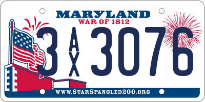 MD license plate 3AX3076