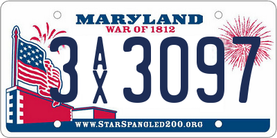 MD license plate 3AX3097