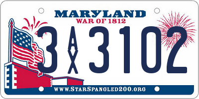 MD license plate 3AX3102