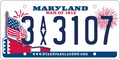 MD license plate 3AX3107