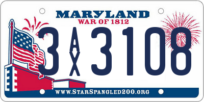 MD license plate 3AX3108