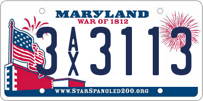 MD license plate 3AX3113