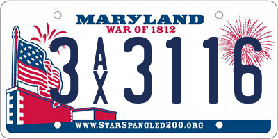 MD license plate 3AX3116
