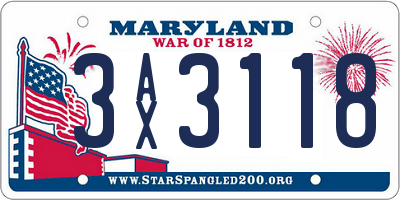 MD license plate 3AX3118