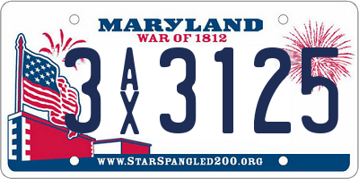 MD license plate 3AX3125