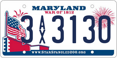 MD license plate 3AX3130