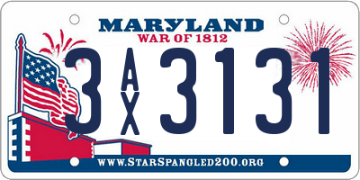 MD license plate 3AX3131
