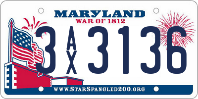 MD license plate 3AX3136