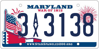 MD license plate 3AX3138