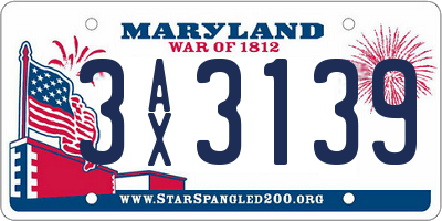 MD license plate 3AX3139