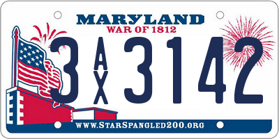 MD license plate 3AX3142