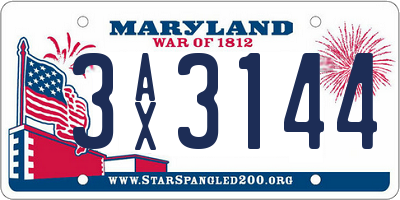 MD license plate 3AX3144