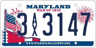 MD license plate 3AX3147