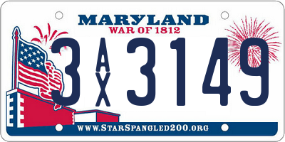 MD license plate 3AX3149