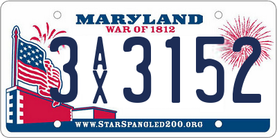MD license plate 3AX3152