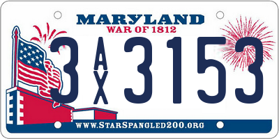 MD license plate 3AX3153