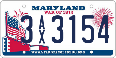 MD license plate 3AX3154