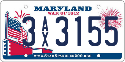 MD license plate 3AX3155