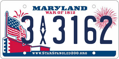 MD license plate 3AX3162