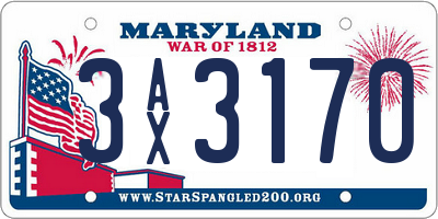 MD license plate 3AX3170