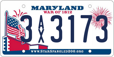 MD license plate 3AX3173