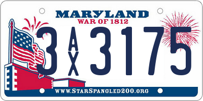 MD license plate 3AX3175