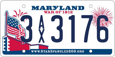 MD license plate 3AX3176