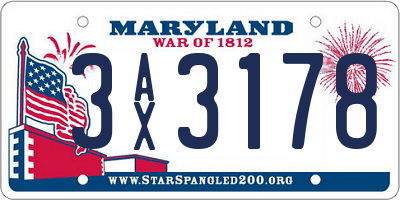 MD license plate 3AX3178