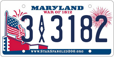 MD license plate 3AX3182