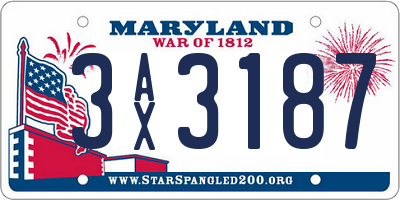 MD license plate 3AX3187