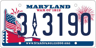 MD license plate 3AX3190