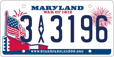 MD license plate 3AX3196