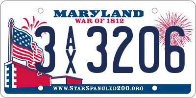 MD license plate 3AX3206