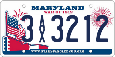 MD license plate 3AX3212