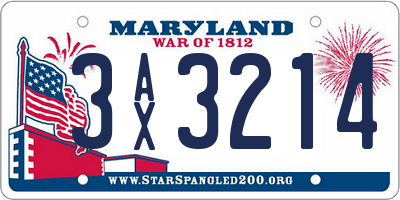 MD license plate 3AX3214