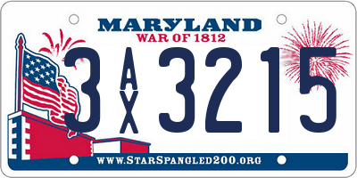 MD license plate 3AX3215