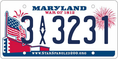 MD license plate 3AX3231