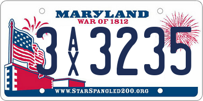 MD license plate 3AX3235