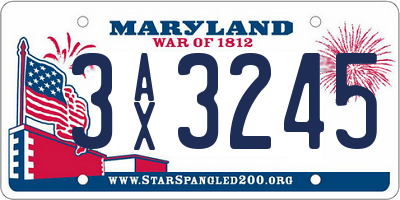MD license plate 3AX3245