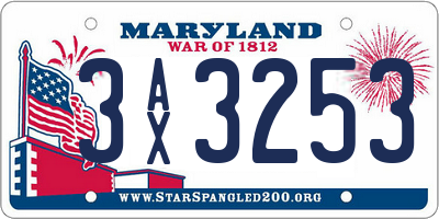 MD license plate 3AX3253