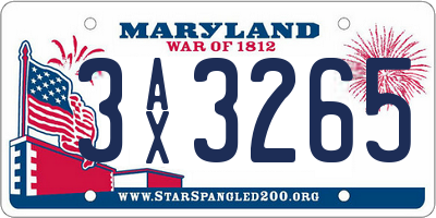 MD license plate 3AX3265