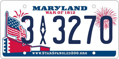 MD license plate 3AX3270