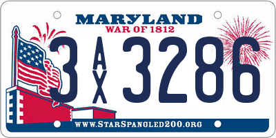 MD license plate 3AX3286