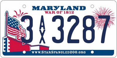 MD license plate 3AX3287
