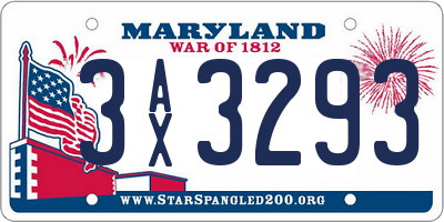 MD license plate 3AX3293