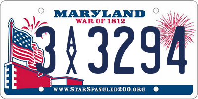 MD license plate 3AX3294