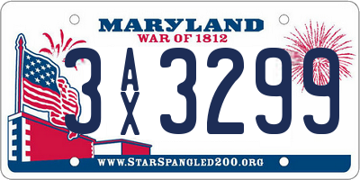 MD license plate 3AX3299
