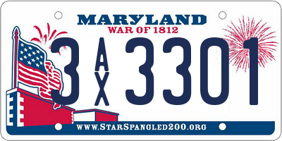 MD license plate 3AX3301
