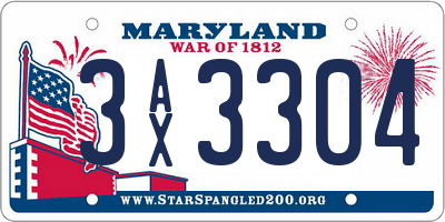 MD license plate 3AX3304