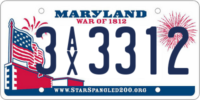 MD license plate 3AX3312